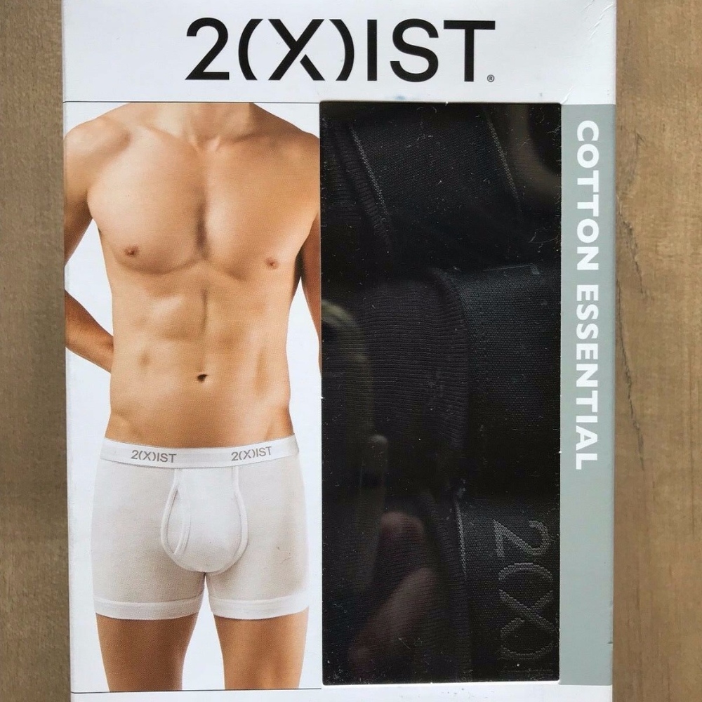 NEW 2(x)ist 3PK Boxer Brief 100% COTTON Black  XL